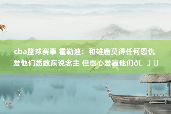 cba篮球赛事 霍勒迪：和雄鹿莫得任何恩仇 爱他们悉数东说念主 但也心爱赢他们😁