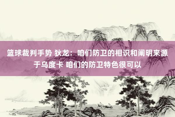 篮球裁判手势 狄龙：咱们防卫的相识和阐明来源于乌度卡 咱们的防卫特色很可以