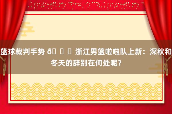 篮球裁判手势 😍浙江男篮啦啦队上新：深秋和冬天的辞别在何处呢？