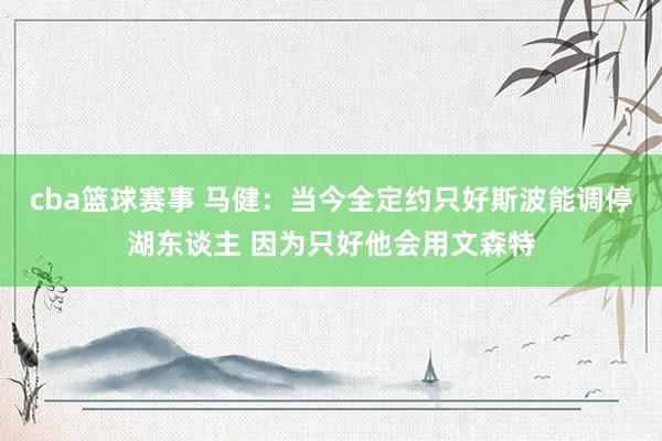 cba篮球赛事 马健：当今全定约只好斯波能调停湖东谈主 因为只好他会用文森特