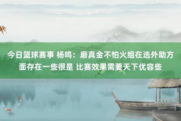 今日篮球赛事 杨鸣：磨真金不怕火组在选外助方面存在一些很是 比赛效果需要天下优容些