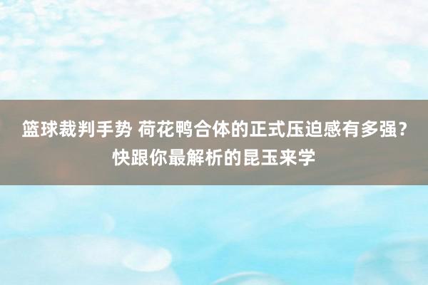 篮球裁判手势 荷花鸭合体的正式压迫感有多强？快跟你最解析的昆玉来学